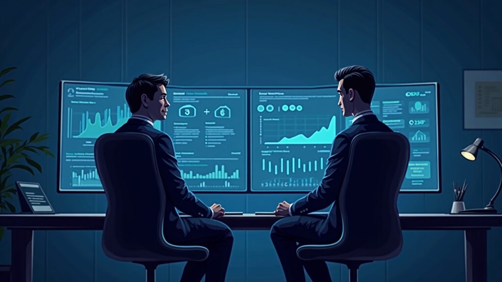 UHNW client meets a Kraken relationship manager in a private office with crypto charts and early-access screens