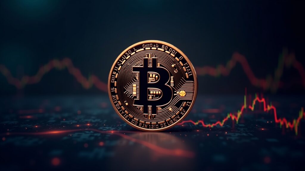 Realistic Pi coin with fading data streams and a dim dashboard, signaling data outages and liquidity uncertainty