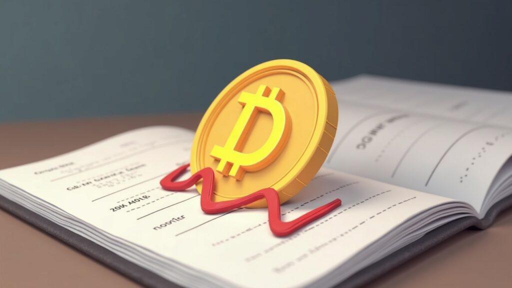 Semi-realistic Dogecoin coin slides on a thin order book amid a red liquidation wave with UX friction icons.