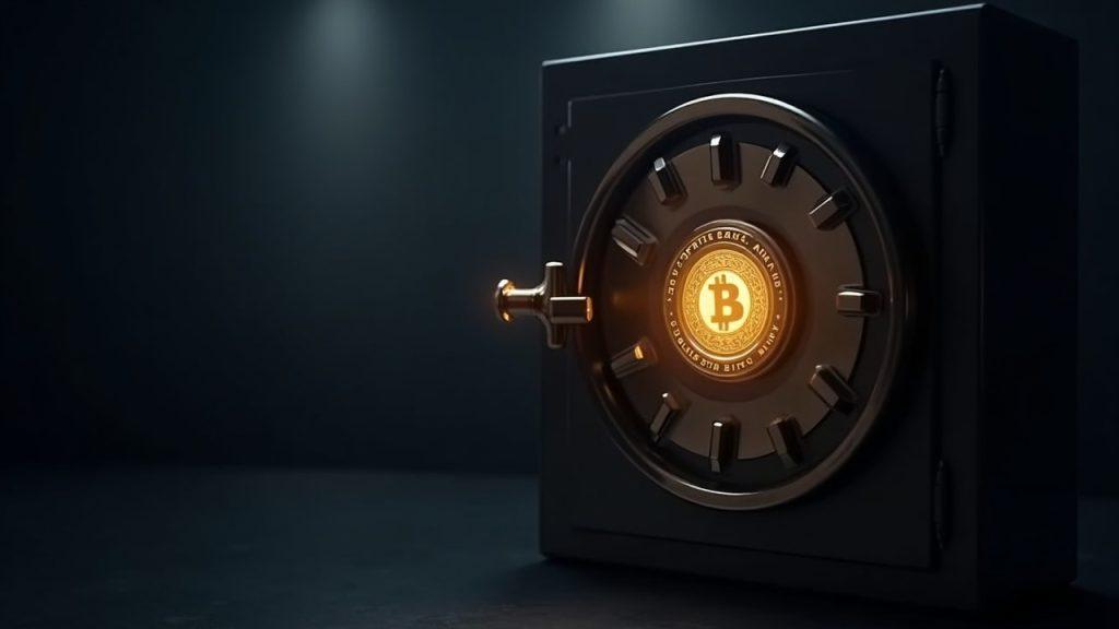 UAE bank vault with glowing USDU token linked to onshore USD reserves and institutional ledger (1:1 backing, attestations).