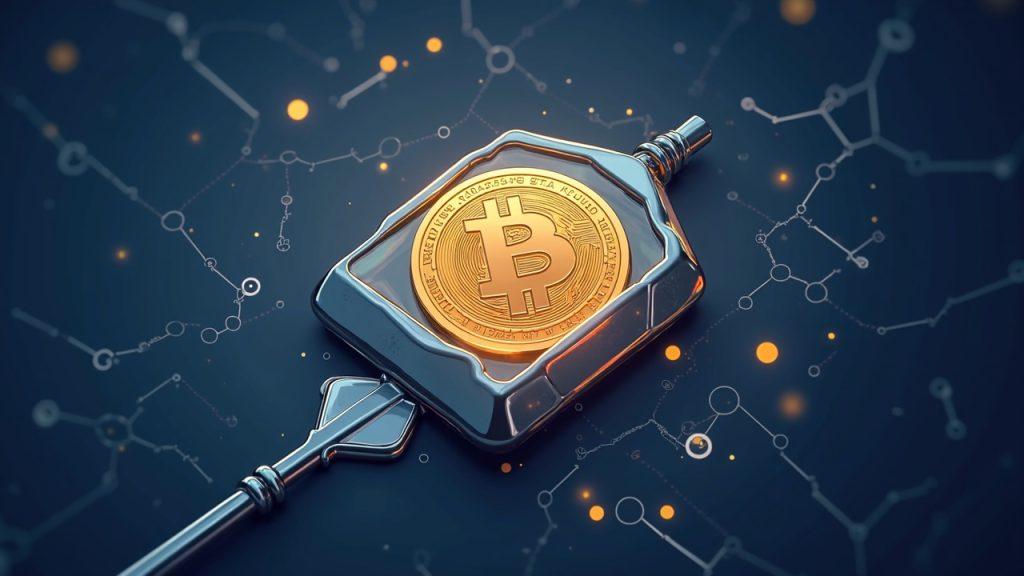 Semi-realistic illustration of strkBTC on Starknet with shielded and unshielded modes and a viewing key icon.