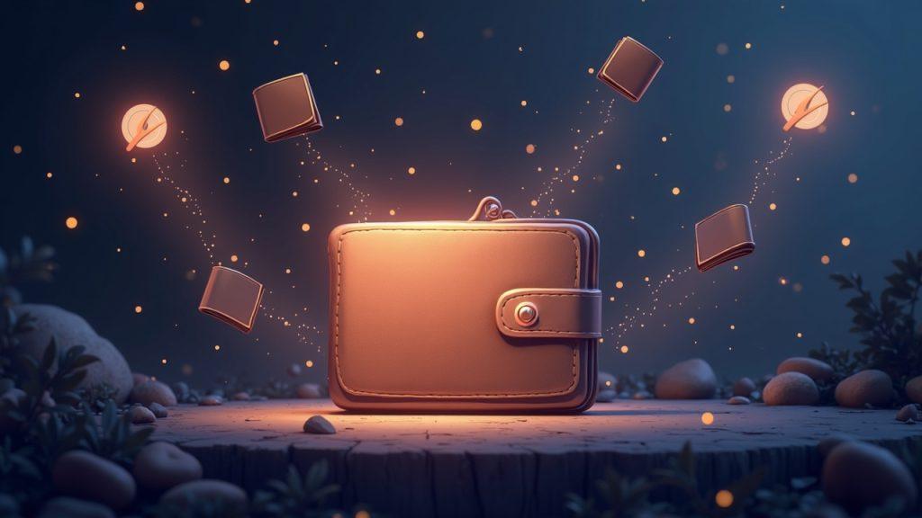 Glowing XinbiPay wallet with on-chain transfer streams to multiple wallets, Telegram ban icon in a muted tech palette.