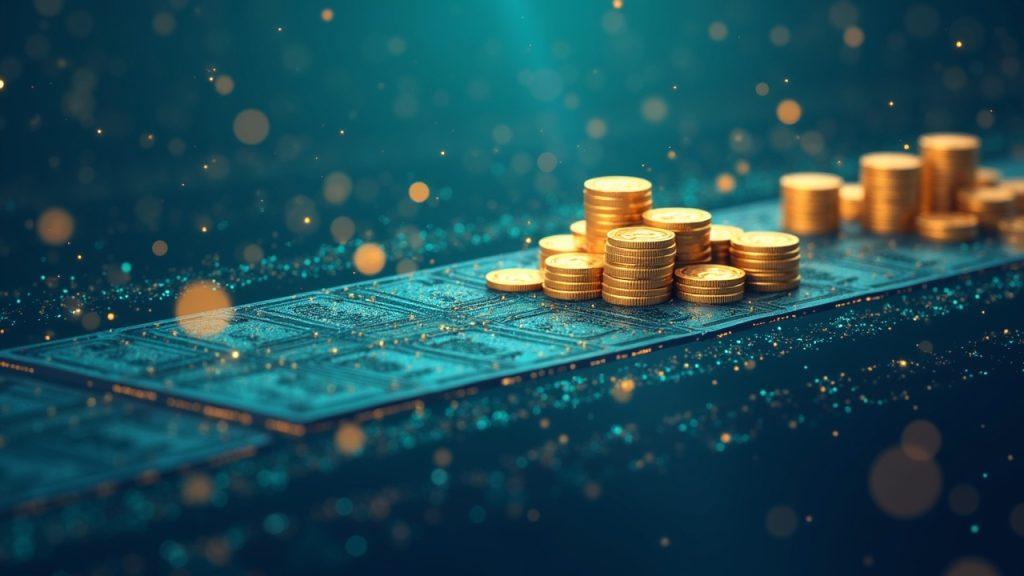 Semi-realistic illustration of tokenised money moving through a regulated ledger, symbolising wholesale CBDC interoperability.