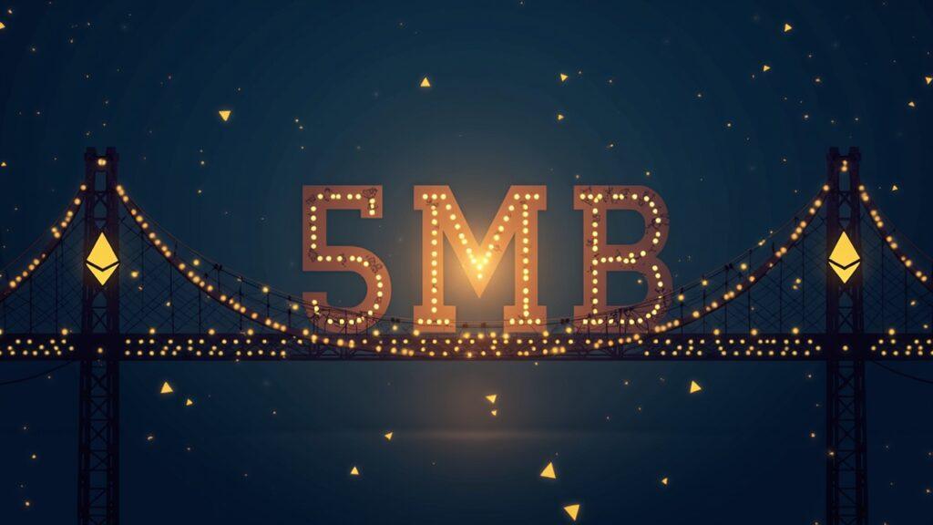 Semi-realistic cross-chain bridge with cracked verification nodes and Ethereum, BNB Chain, Arbitrum silhouettes.