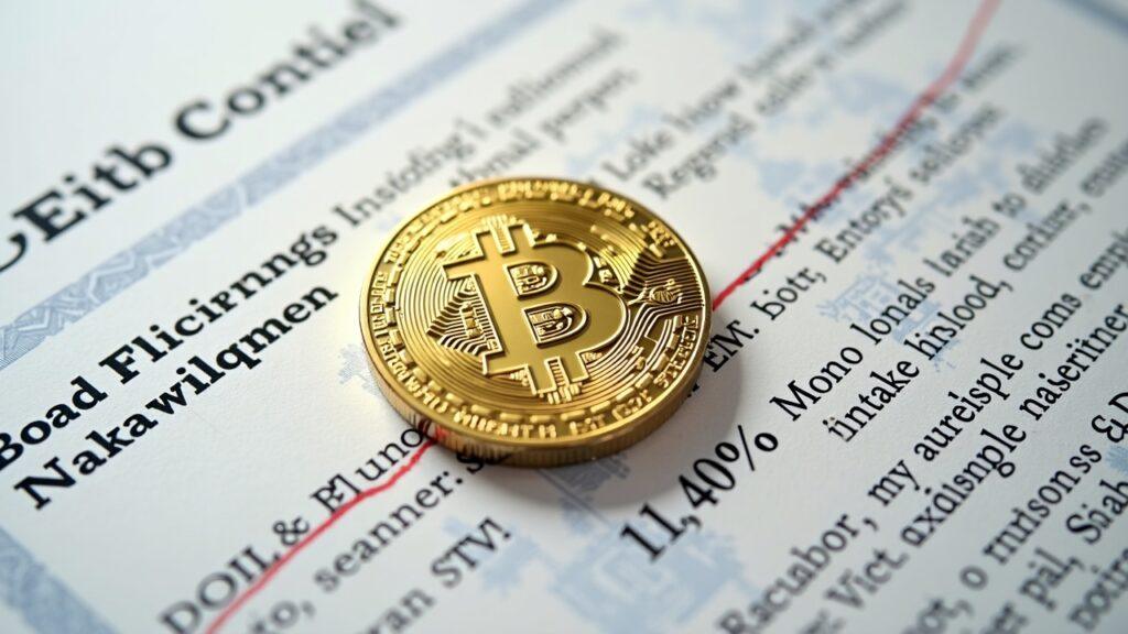 Bitcoin coin securing a Ba2-rated municipal bond, with a New Hampshire outline in the background