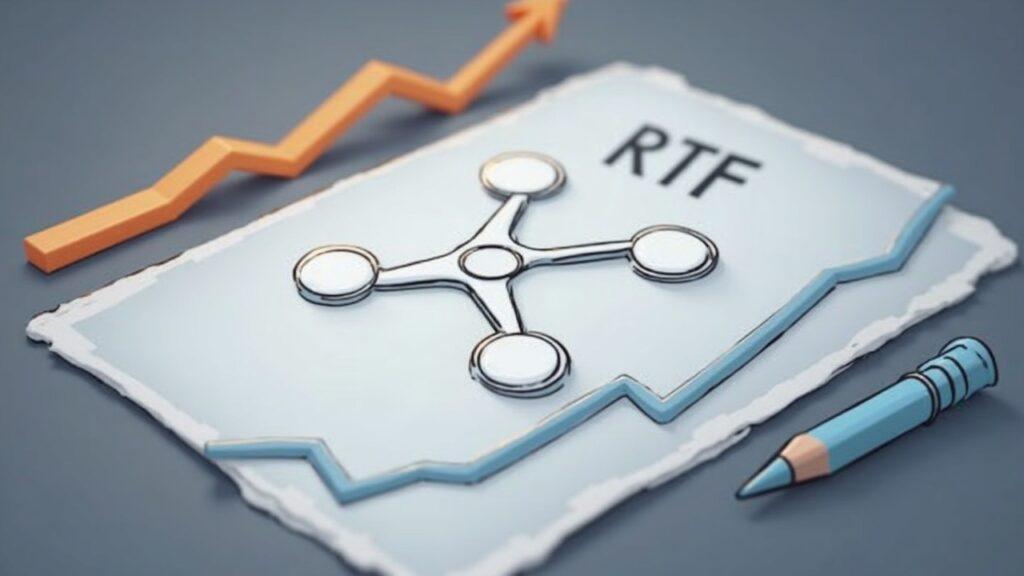 XRP symbol above a polished ETF document with a rising arrow, signaling renewed institutional inflows and clearer regulation.