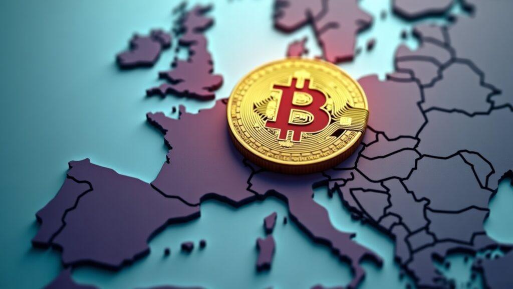 Muted USDT token fades behind a MiCA badge over a subtle EU map with a clock set to July 1, 2026.