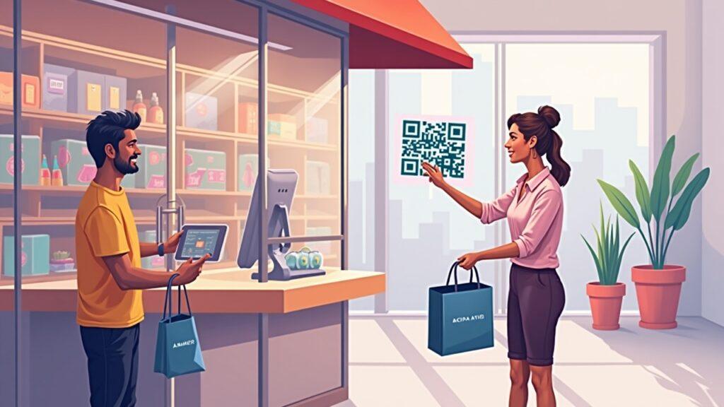 Storefront checkout: shopper pays with AEON via QR code, signaling Binance Alpha listing.