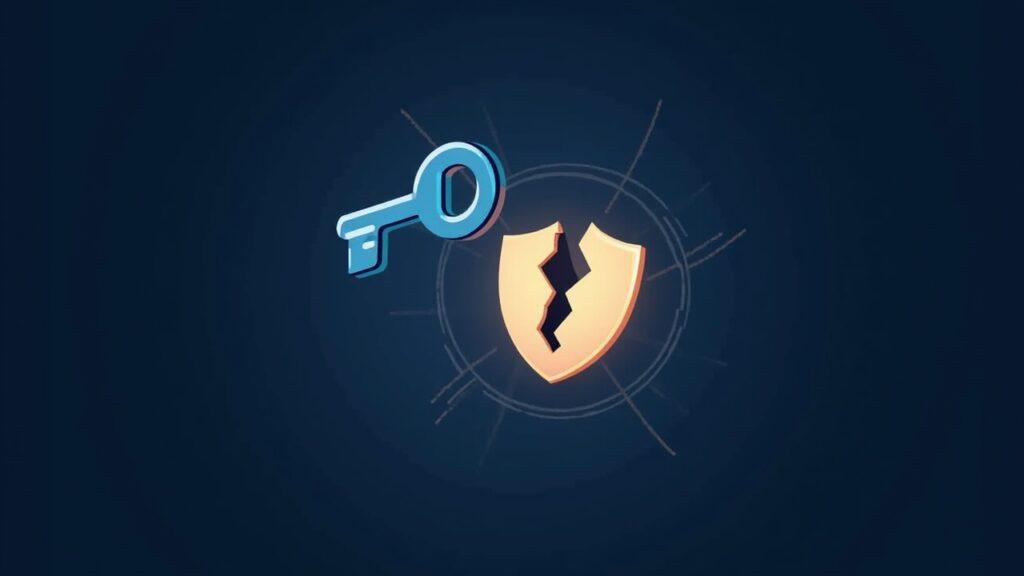 Semi-realistic staking contract icon with a broken key and firewall lines, signaling cross-chain breach.
