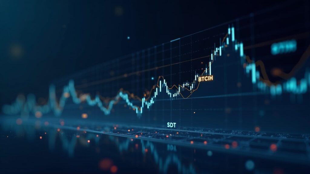 Semi-realistic newsroom illustration of a digital ledger showing BTC rising while ETH and USDT fall in a June 2026 reserves snapshot