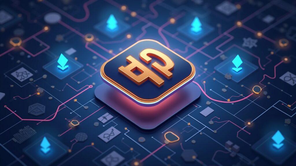 Hybrid illustration featuring a central BNB Chain emblem, flowing liquidity lines, with Solana and Ethereum silhouettes.
