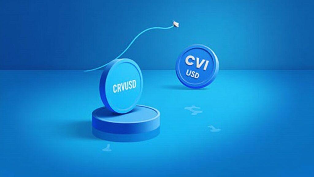 Semi-realistic Curve-style liquidity pool with crvUSD and pyUSD tokens and a Merkl badge in calm blue tones
