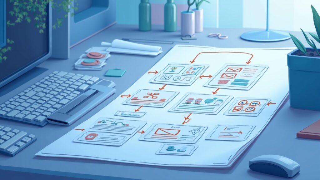 Developer testing ASI:One agent cards at a clean desk with interlinked panels for coordinated multi-agent workflows.