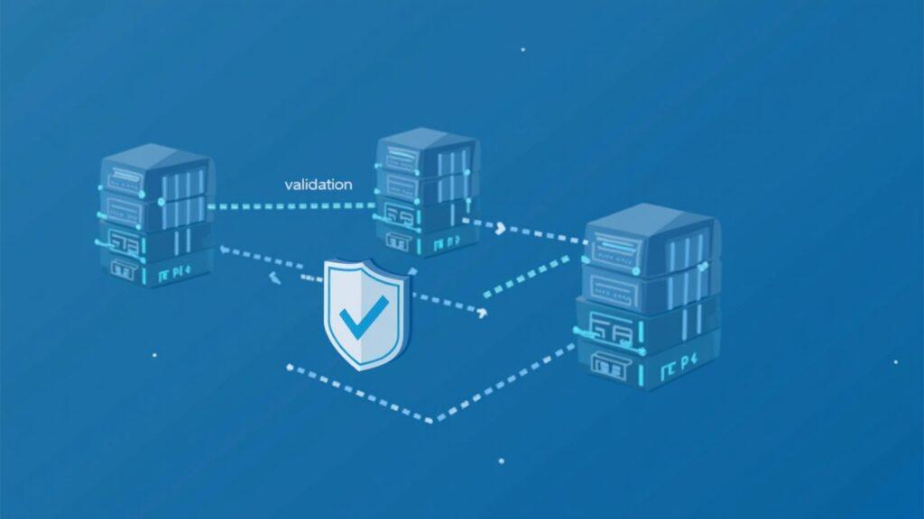 Semi-realistic Prysm beacon node network with interconnected servers, a validator shield, and flowing data for ePBS stability