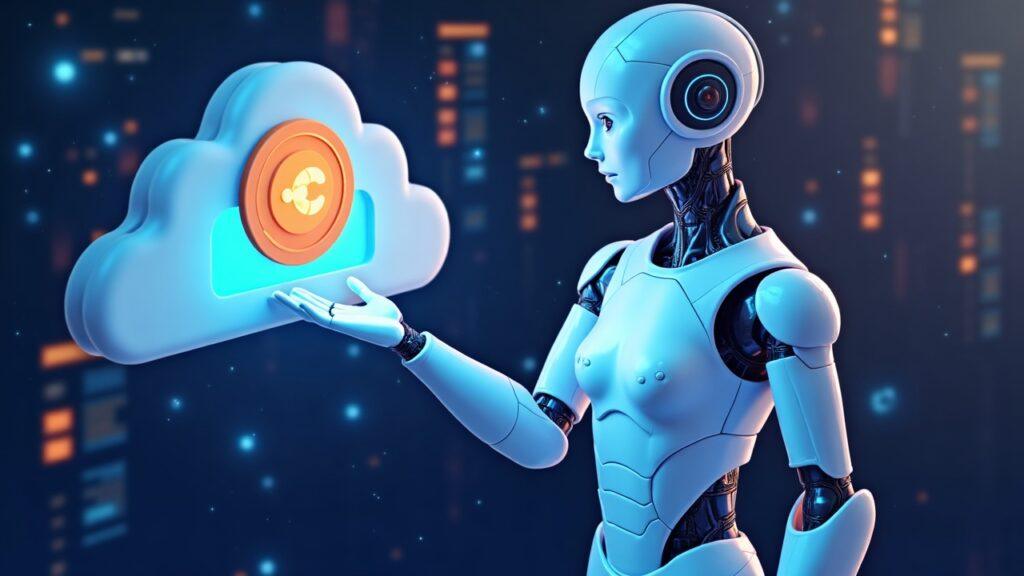 Semi-realistic illustration of an AI agent using a Cloudflare Wallet to perform on-chain stablecoin payments.