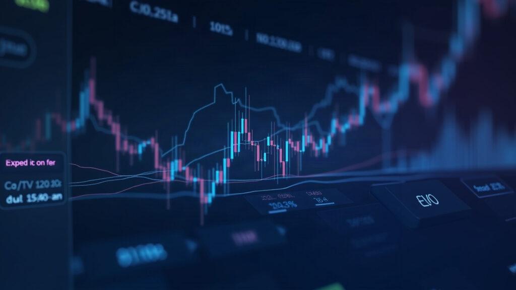 Semi-realistic crypto trading interface linking assets to a US500 index chart with a perpetual contract label.