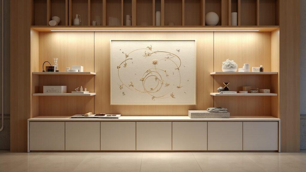 Del Mundos artwork on a showroom shelf, analogue-craft origin, digitized onchain, with a subtle Flagship label.