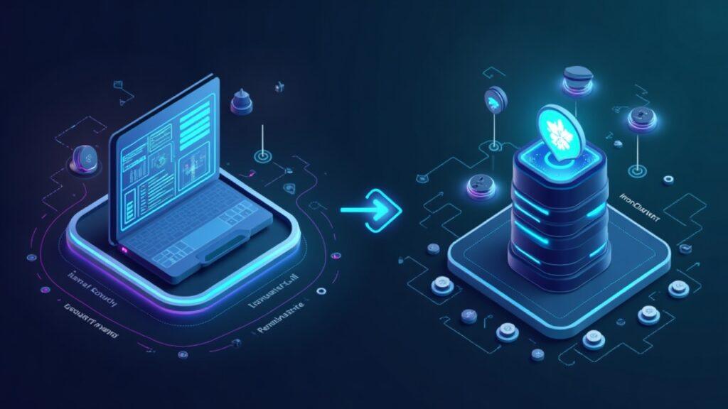 Hybrid illustration of a NEAR wallet connected to a deployment dashboard showing an IronClaw AI agent for security-first.