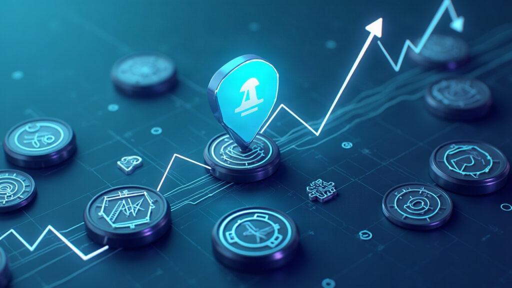 Semi-realistic illustration of a Robinhood Chain-inspired blockchain with NFT swaps, mints, and surging secondary sales.