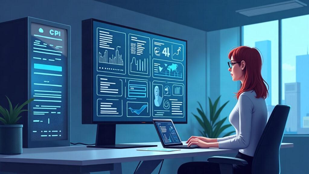Semi-realistic illustration of an MCP server interfacing with a calm AI assistant, showing DeFi data and draftable actions.