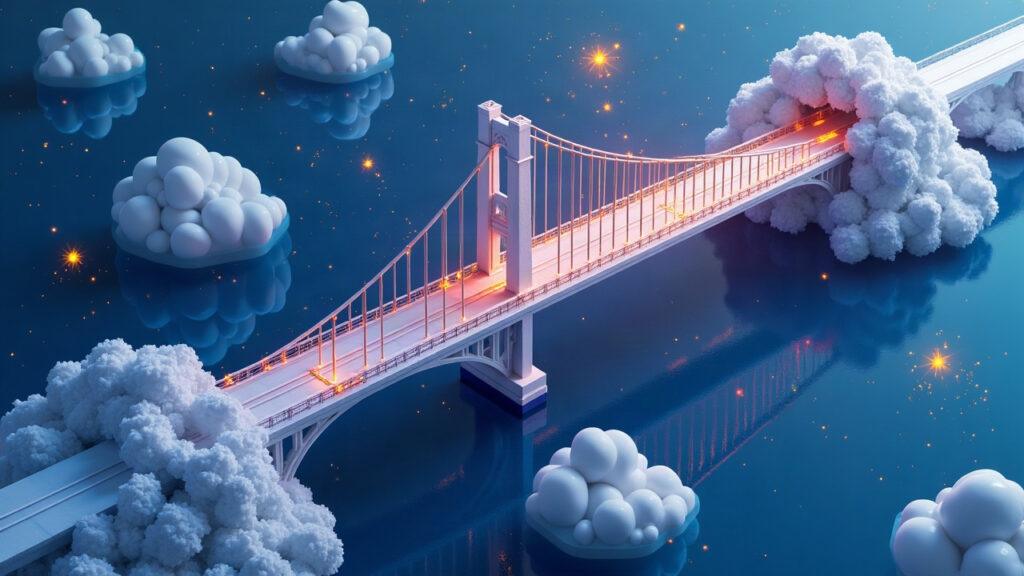 Hybrid illustration of Pontes DLT bridge linking ledgers for tokenized securities with an Avalanche node near settlement.
