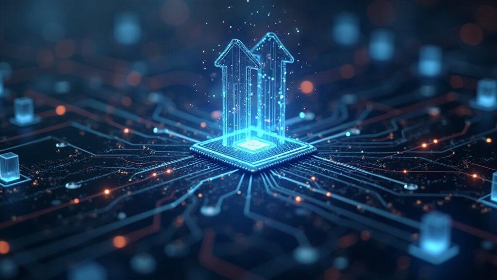 Realistic hybrid illustration of a Bittensor subnet hub processing live AI inference with connected nodes and data streams