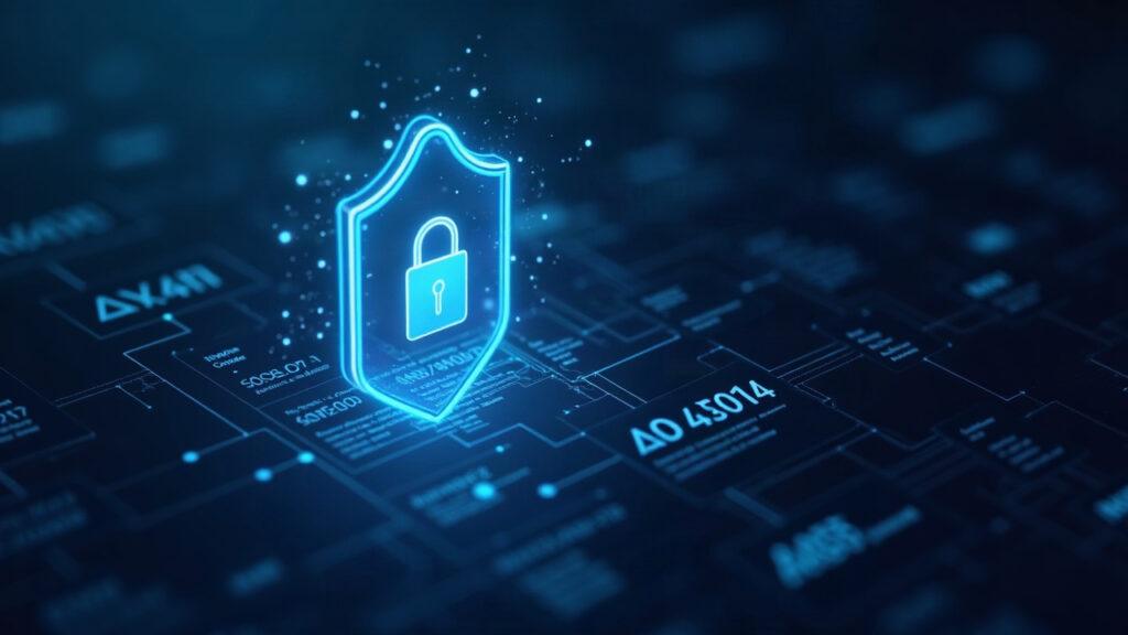 Semi-realistic blockchain ledger with a soft glow privacy shield around encrypted APT balances and transfers