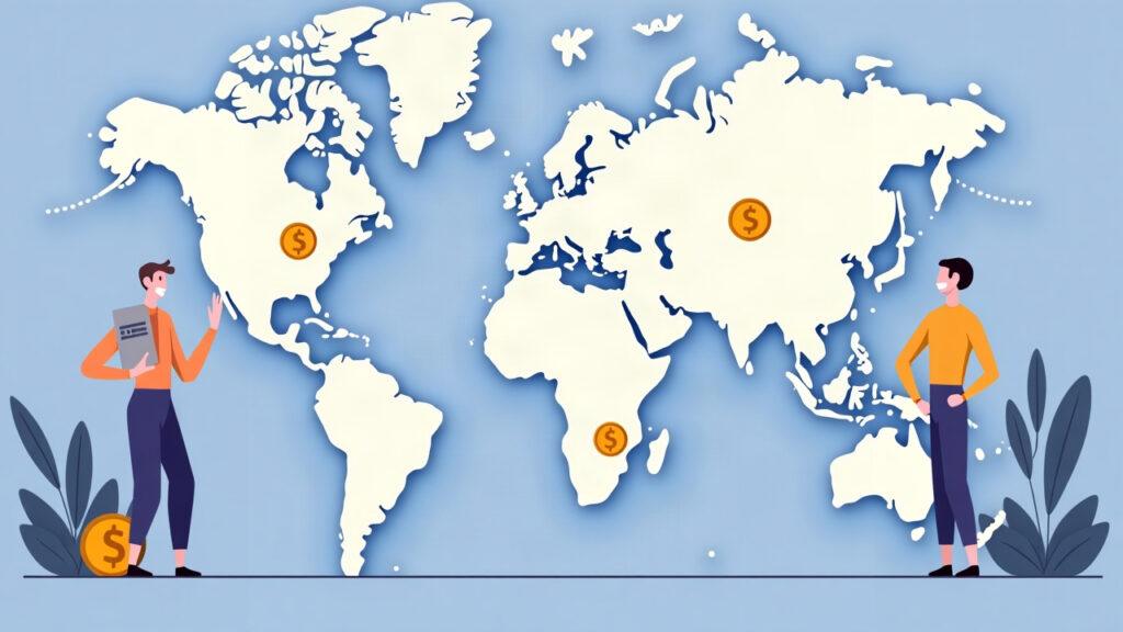 Semi-illustrated scene of three on-chain Ondo tokenized portfolios powered by BlackRock, with a world map highlighting eligible non-US regions.