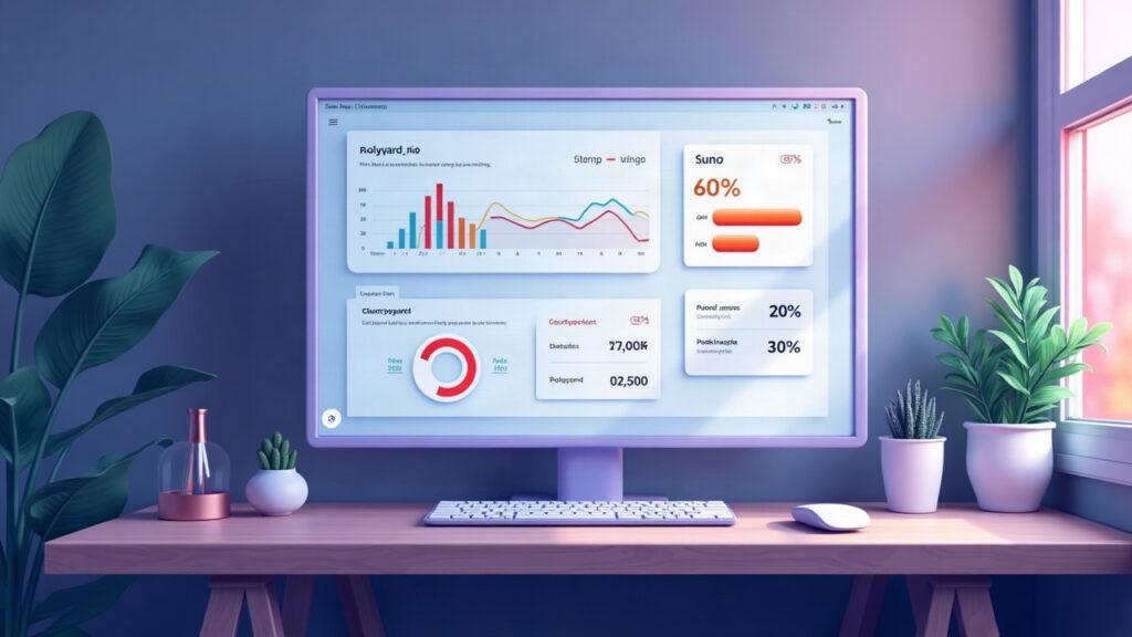 Desk view with a translucent dashboard showing Polygon NFT leaderboard, Courtyard_io leading.
