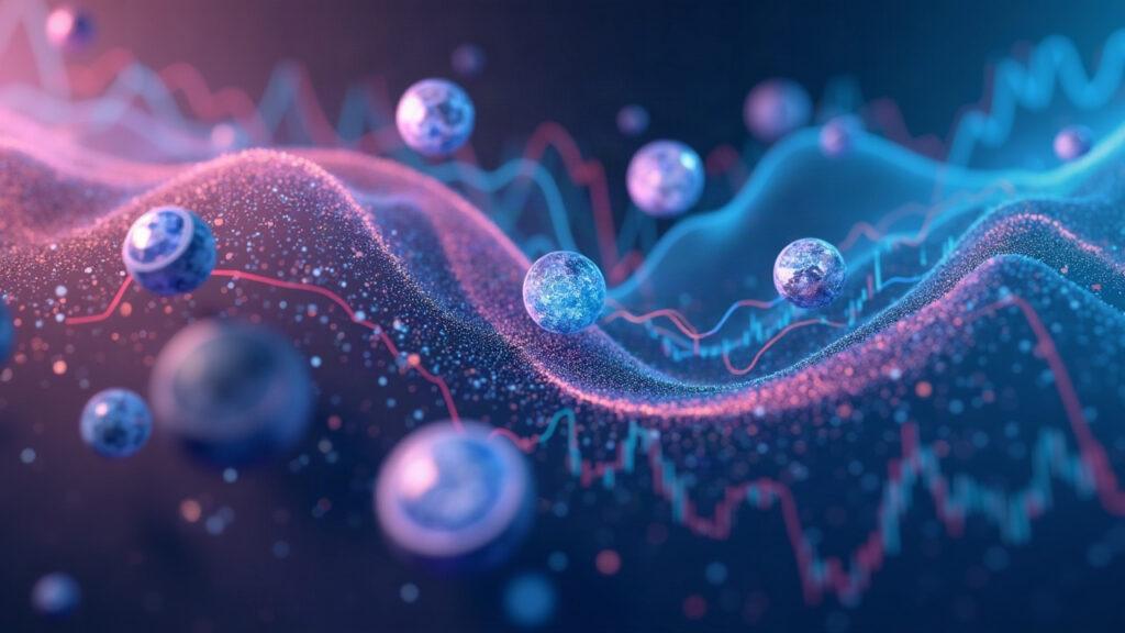 Realistic depiction of tokenized stock icons entering a Uniswap-style DeFi liquidity interface, highlighting concentration.