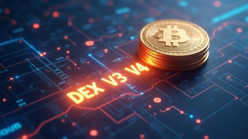 Semi-realistic USDG coin with dense liquidity flowing toward a Uniswap V3/V4 stack in a modern crypto news style