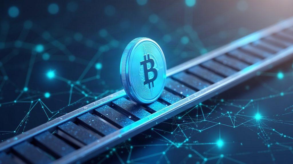 Semi-realistic BUIDL token bridges Solana via Securitize on multi-chain rails in a calm treasury backdrop.