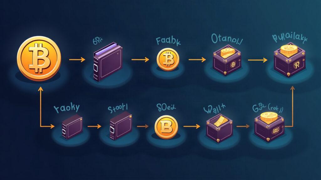Semi-realistic illustration of a large HYPE token transfer from a team wallet to five OTC buyer wallets in staged transfer.