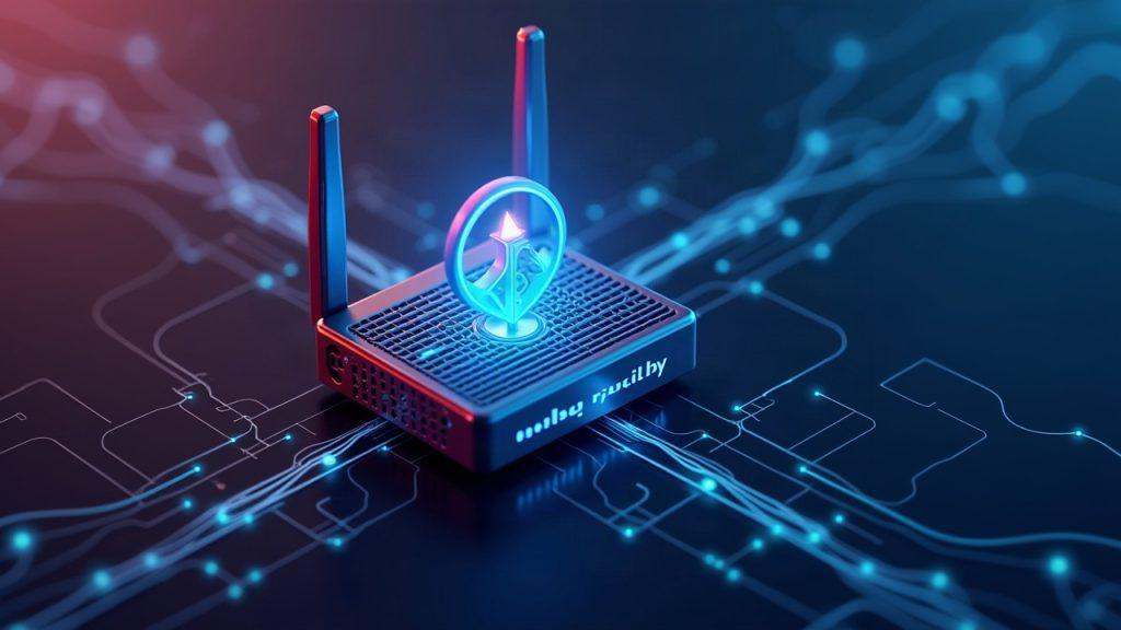 Semi-realistic illustration of a router directing Uniswap v4 swaps to external liquidity on a Robinhood Chain backdrop